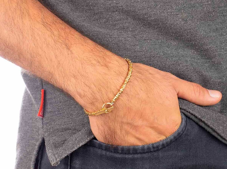 خرید دستبند طلا مردانه سنگ و مهره