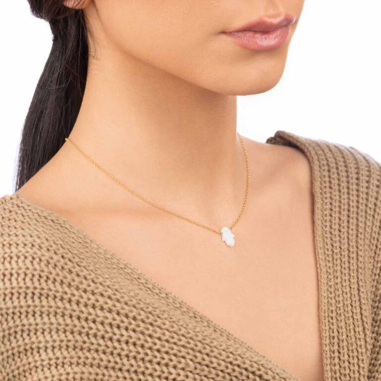 گردنبند طلا HAMSA سفید