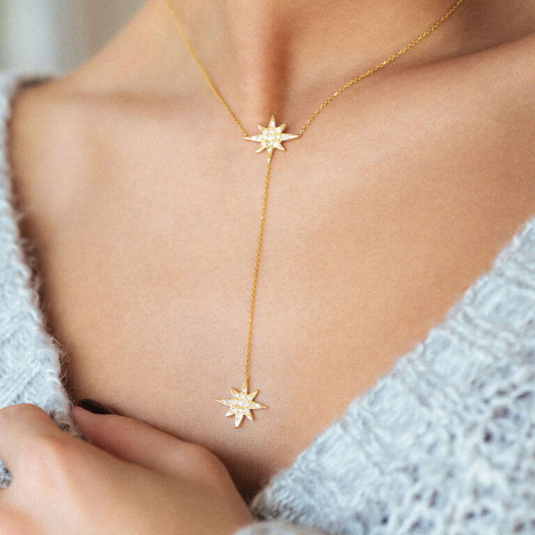 پرسته گردنبند طلا دو ستاره