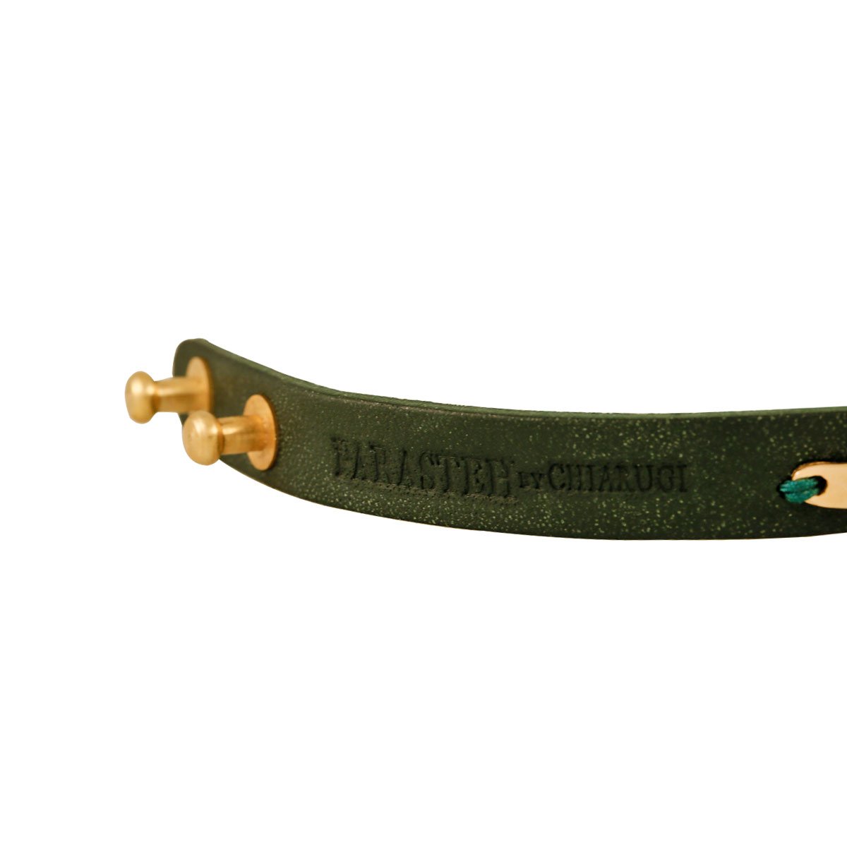دستبند طلا چرمی سبز پلیت