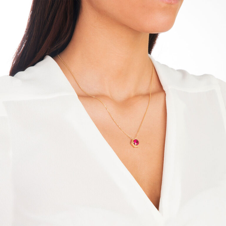 پرسته گردنبند طلا تک نگین