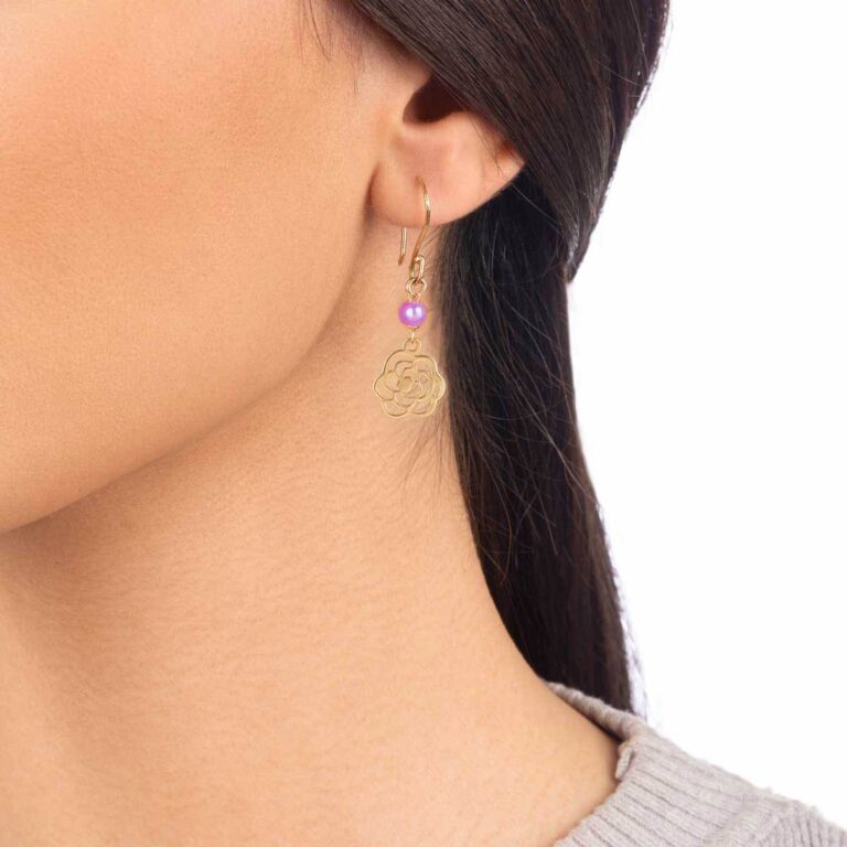 گوشواره طلا گل رز عصایی