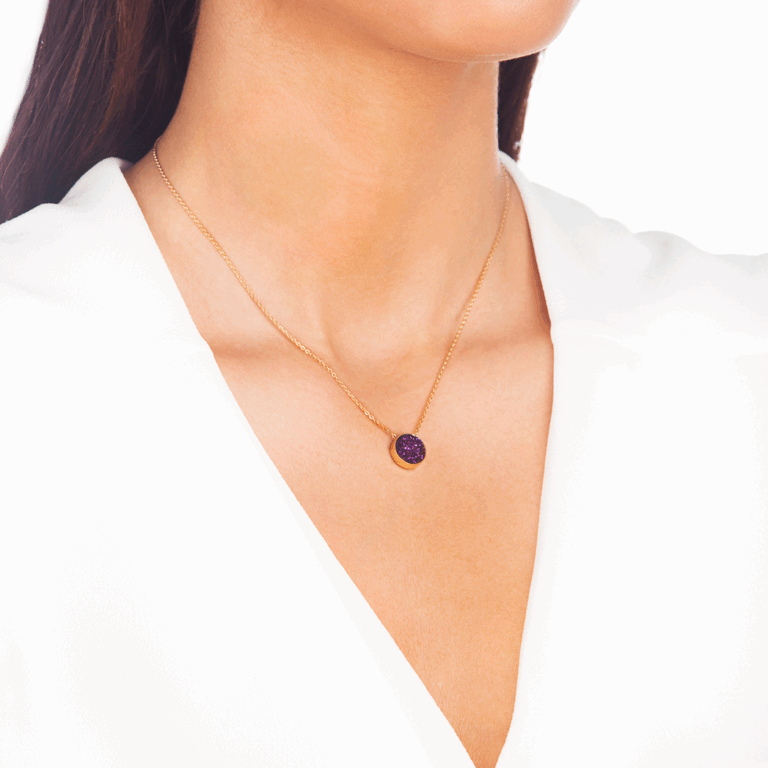 پرسته گردنبند طلا کوارتز بنفش کوچک