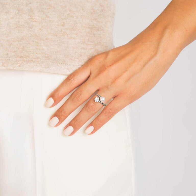 انگشتر طلا flower و مروارید پرسته