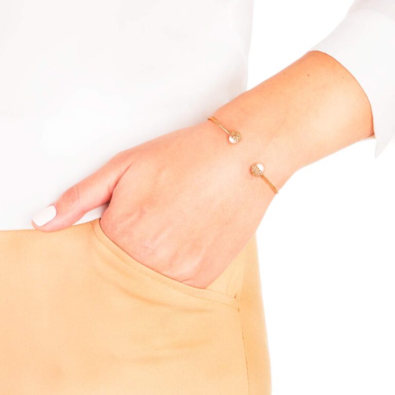 پرسته النگو طلا گوی نگین دار و مروارید