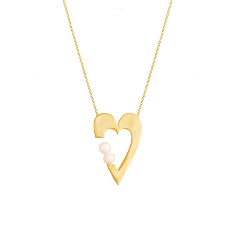 پرسته گردنبند زنجیری قلب و مروارید