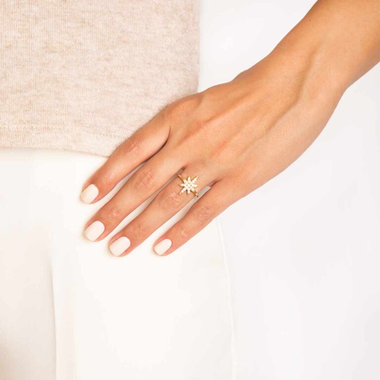 انگشتر طلا ستاره نگین دار پرسته