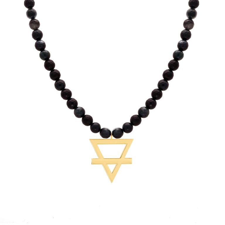 گردنبند طلا سنگی عنصر خاک بزرگ