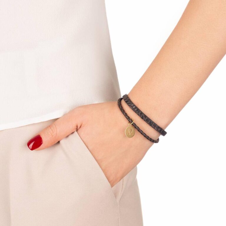 دستبند طلا چرمی نماد ماه مرداد