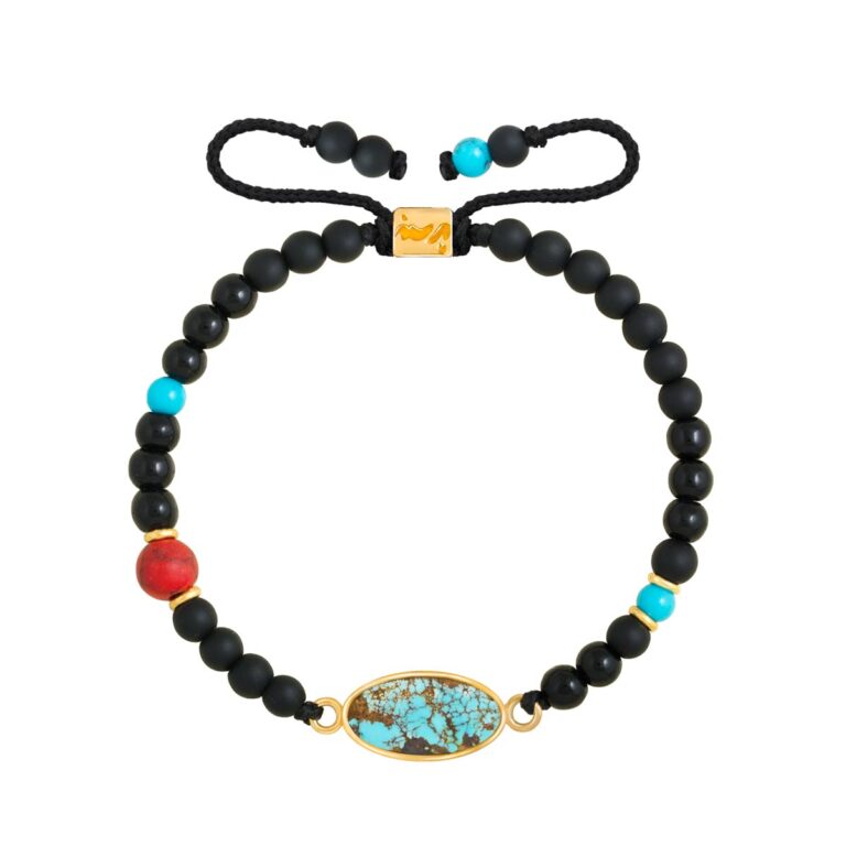 دستبند طلا فیروزه بیضی