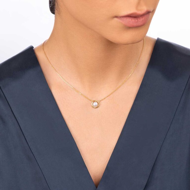 گردنبند طلا دایره و مروارید