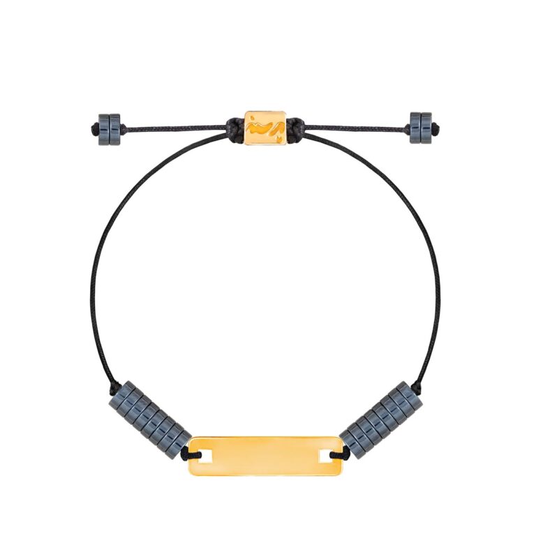 دستبند طلا پلیت و حدید تیره