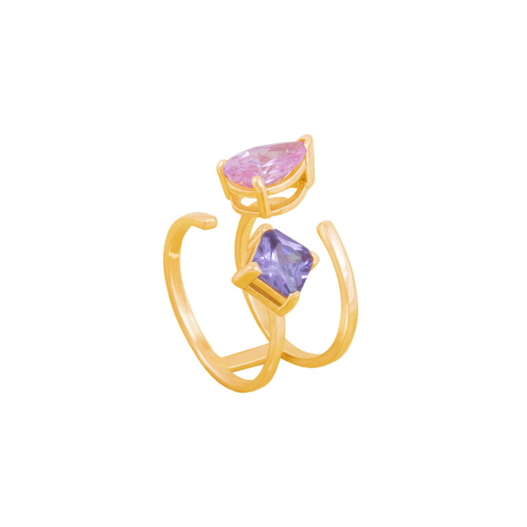 انگشتر دو رینگ اشک صورتی