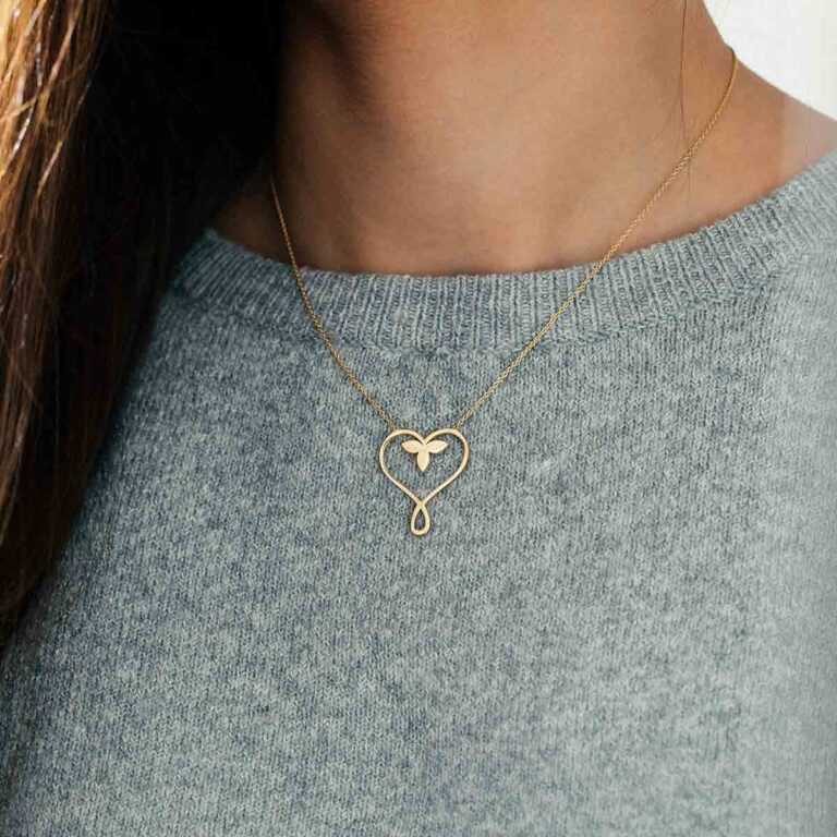 گردنبند طلا قلب و برگ پرسته