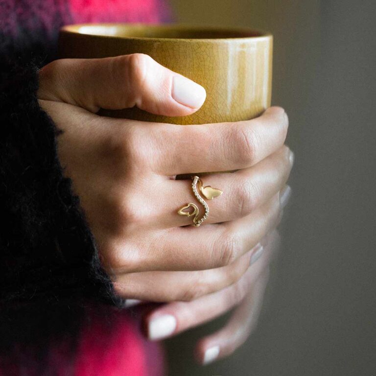 انگشتر طلا دو برگ پرسته