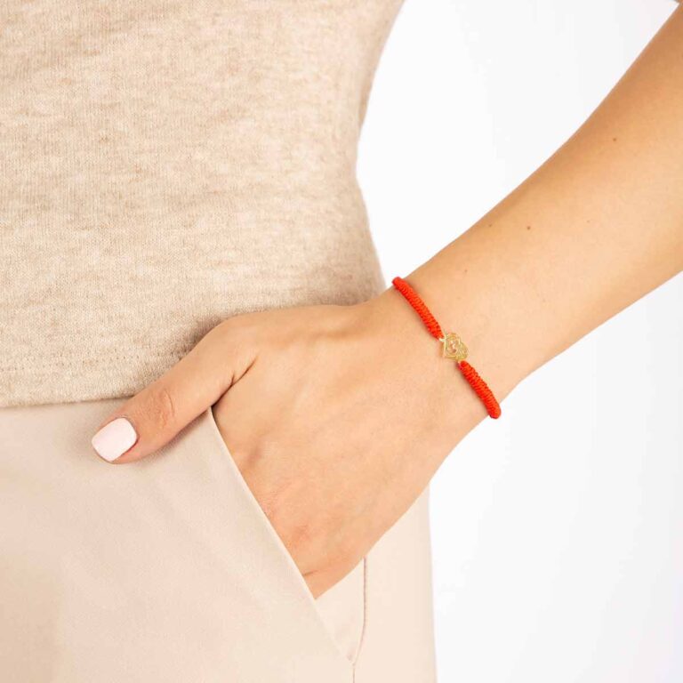 دستبند طلا قلب طرح دار پرسته