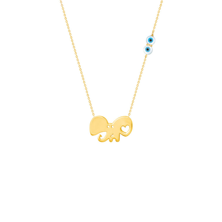 گردنبند طلا دخترانه فیل و فلب |parasteh