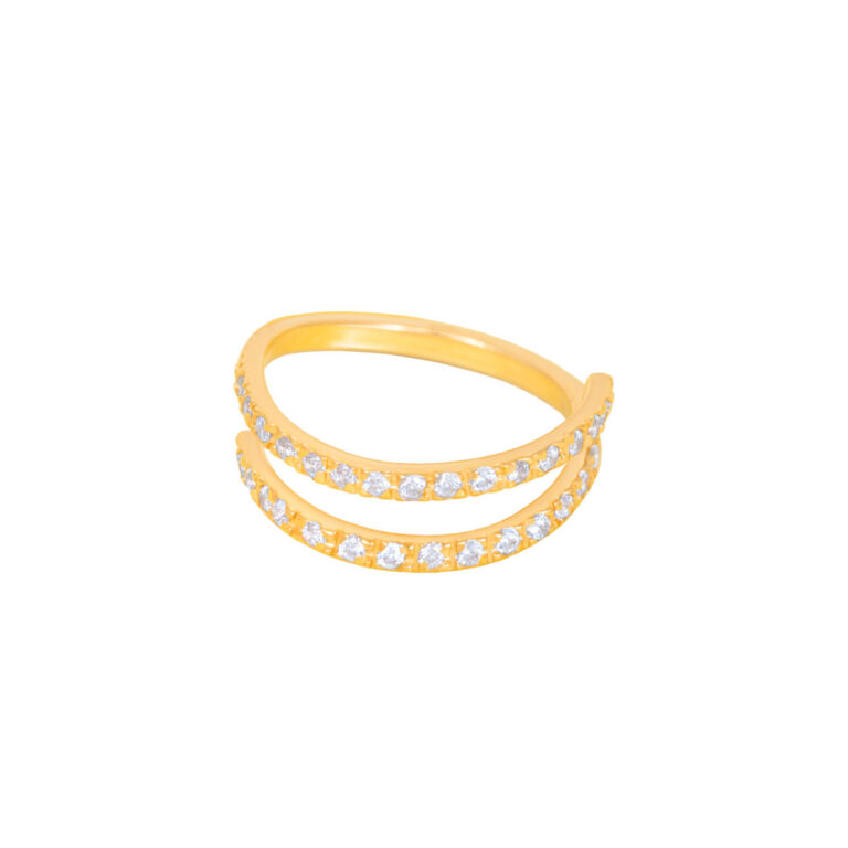 انگشتر طلا دو رینگ نگین دار |parasteh