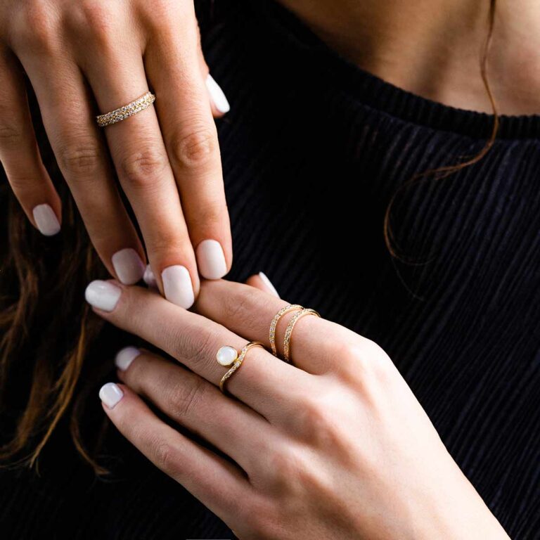 انگشتر طلا صدف نگین دار پرسته