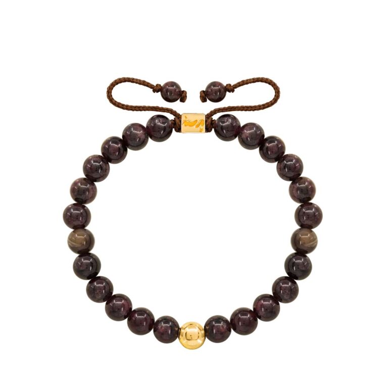 دستبند طلا تک گوی و گارنت پرسته