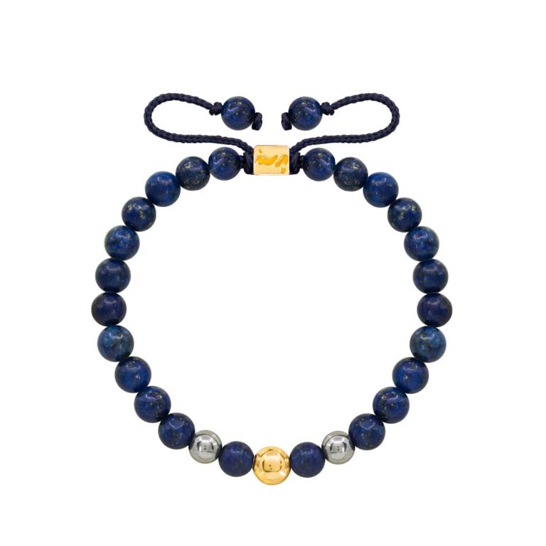 دستبند طلا تک گوی و حدید و لاجورد پرسته