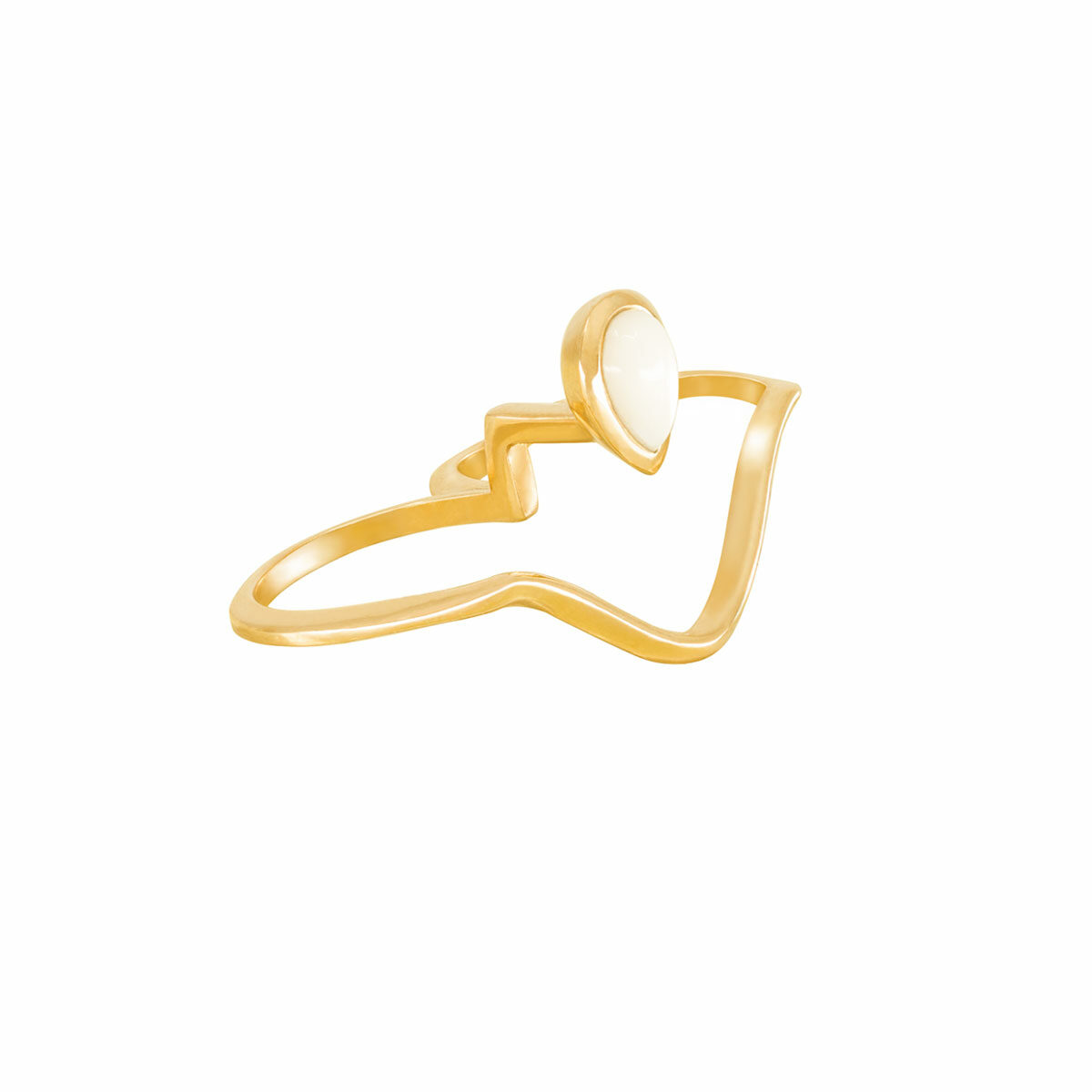 انگشتر طلا دو انگشتی صدف نگین دار پرسته