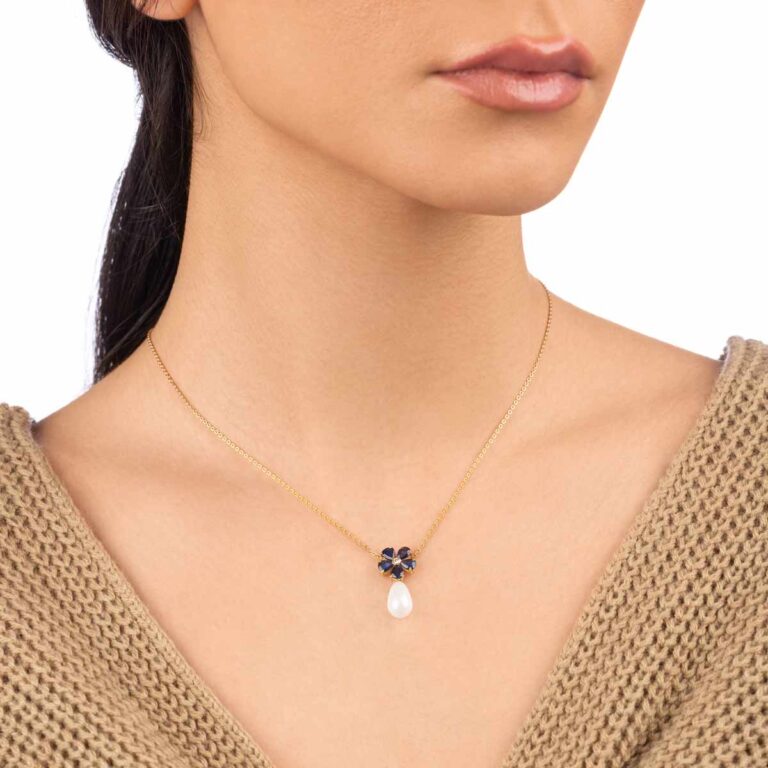 گردنبند طلا مروارید و MULTICOLOR