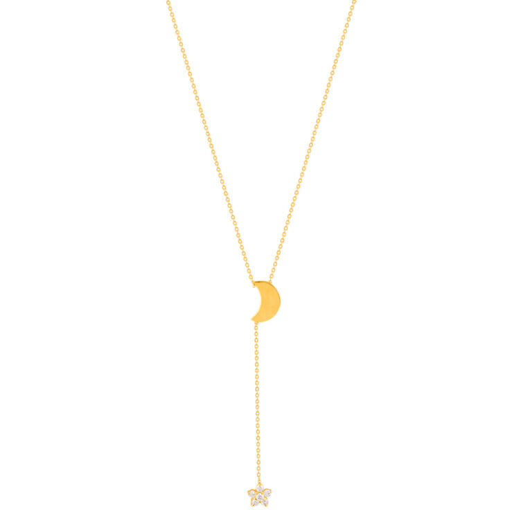 گردنبند طلا لونا و گل نگین دار پرسته