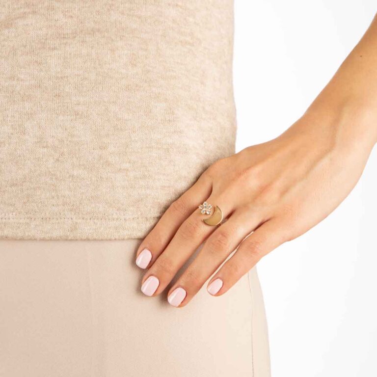 انگشتر طلا لونا و گل نگین دار پرسته