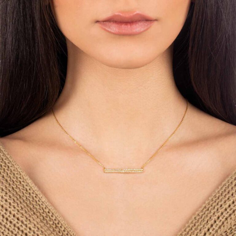 گردنبند طلا دو خط و نگین