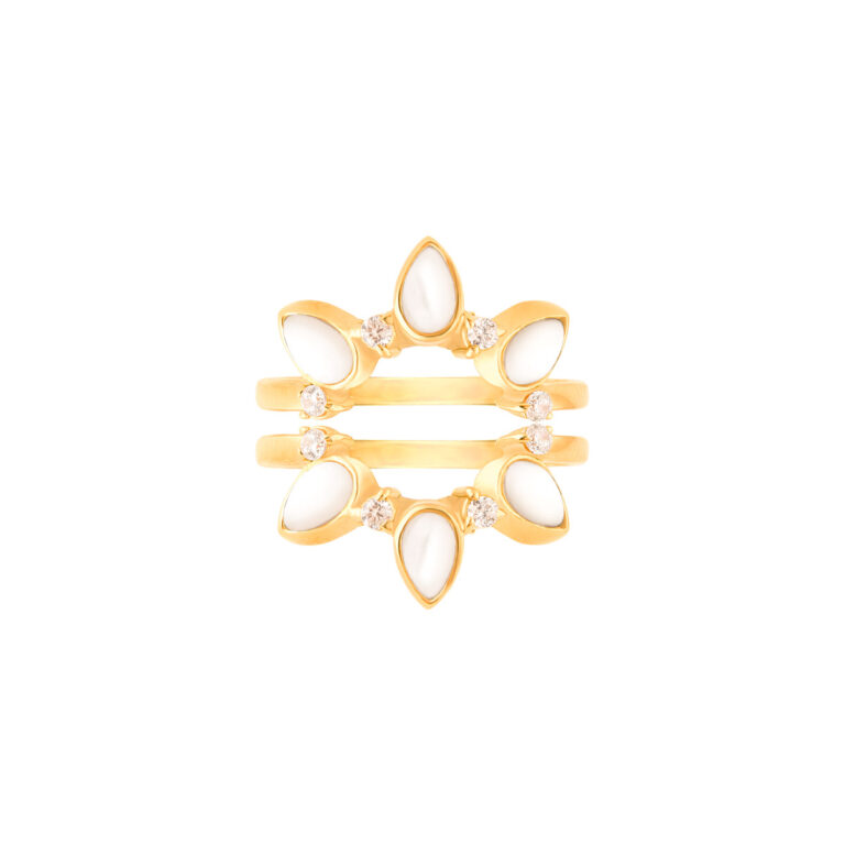 انگشتر طلا مینِلاوا و صدف پرسته