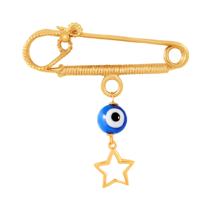 سنجاق سینه طلا ستاره توخالی و چشم نظر