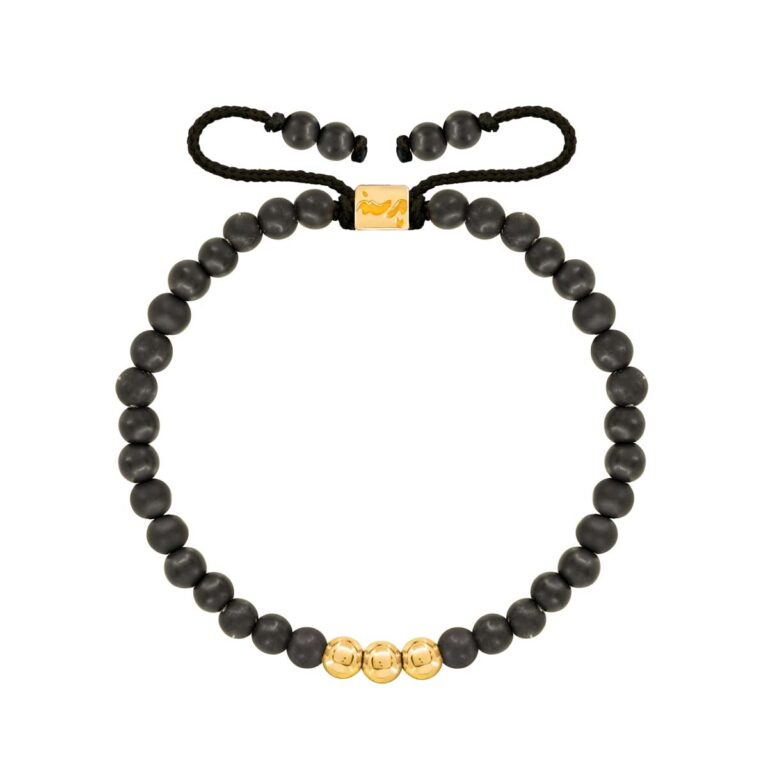 دستبند طلا سنگی سه گوی و حدید مات