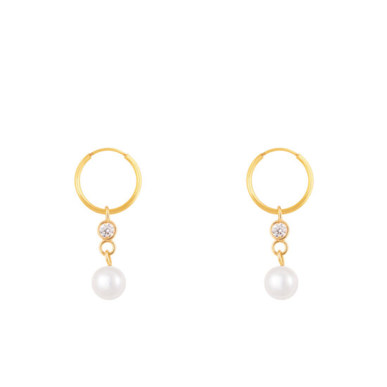 گوشواره طلا حلقه ای لونا و مروارید