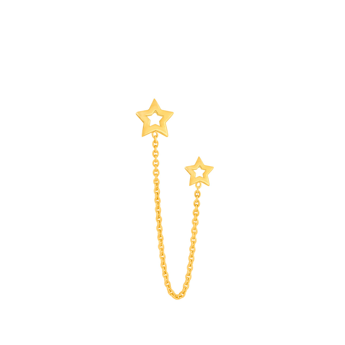 گوشواره طلا تک لنگه ای زنجیر و دو ستاره