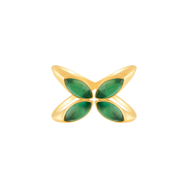 انگشتر طلا چهار اشک سبز