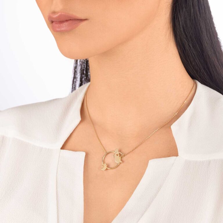 گردنبند طلا حلقه فرشته مادر و فرزند