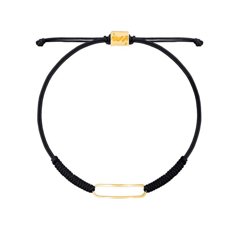 دستبند طلا بافت مشکی بیضی تو خالی