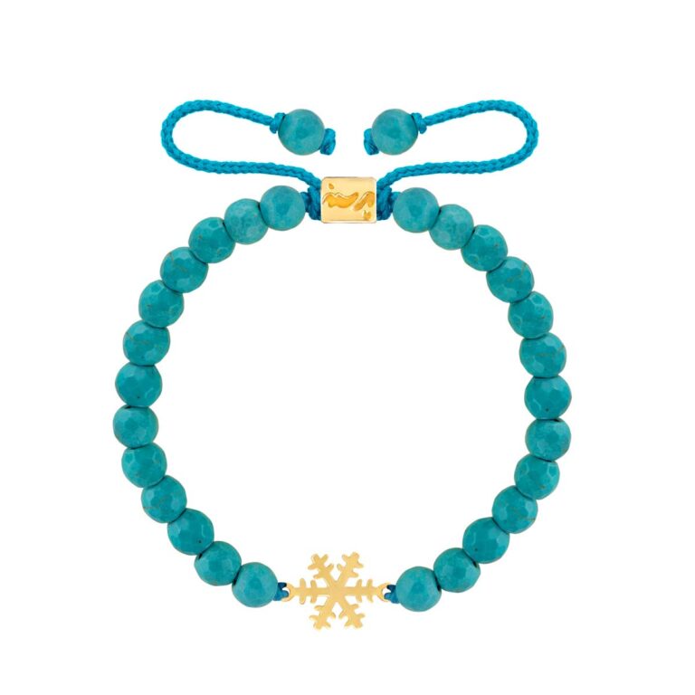 دستبند طلا سنگی دانه برف و فیروزه