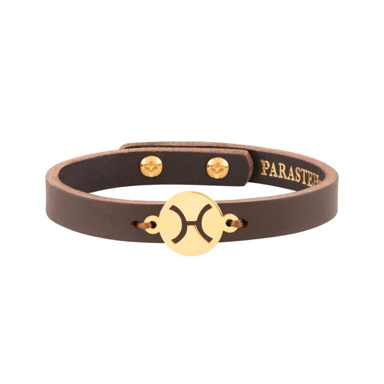 دستبند طلا چرمی ساده نماد ماه اسفند