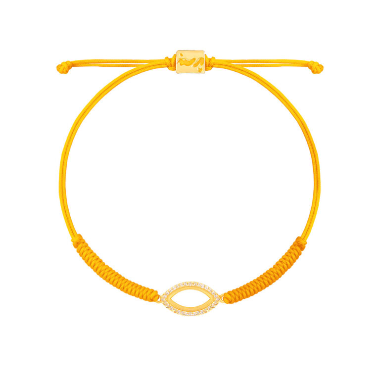 دستبند طلا بافت چشم نگین دار