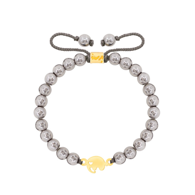 دستبند طلا سنگی فیل و قلب و حدید