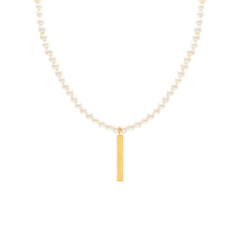 گردنبند طلا سنگی پلیت و حکاکی قلب