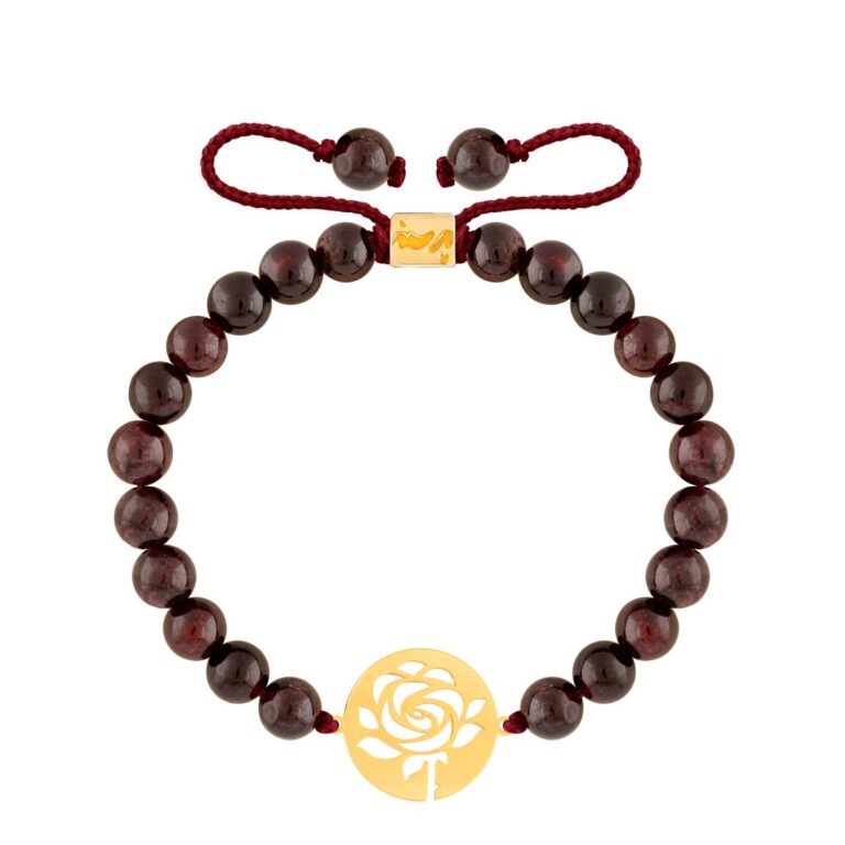 دستبند طلا سنگی پلاک گل رز