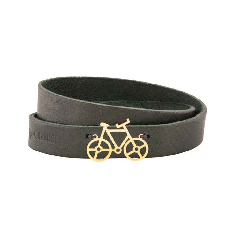 دستبند طلا چرمی دوچرخه