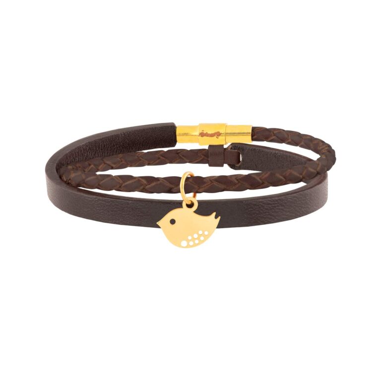 دستبند طلا چرمی گنجشک