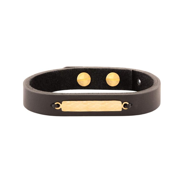 دستبند طلاچرمی مشکی پلیت