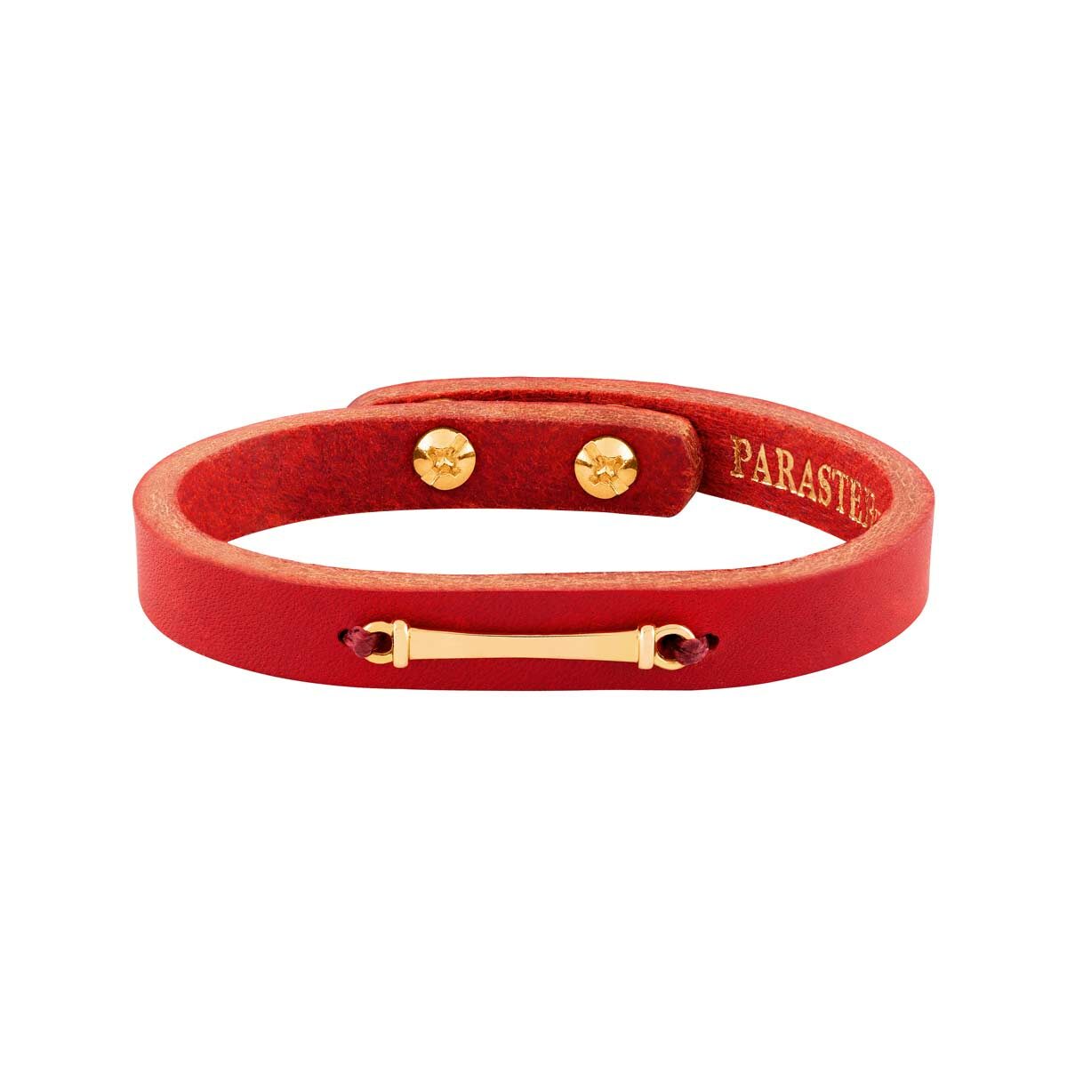 دستبند طلا چرمی قرمز پلیت
