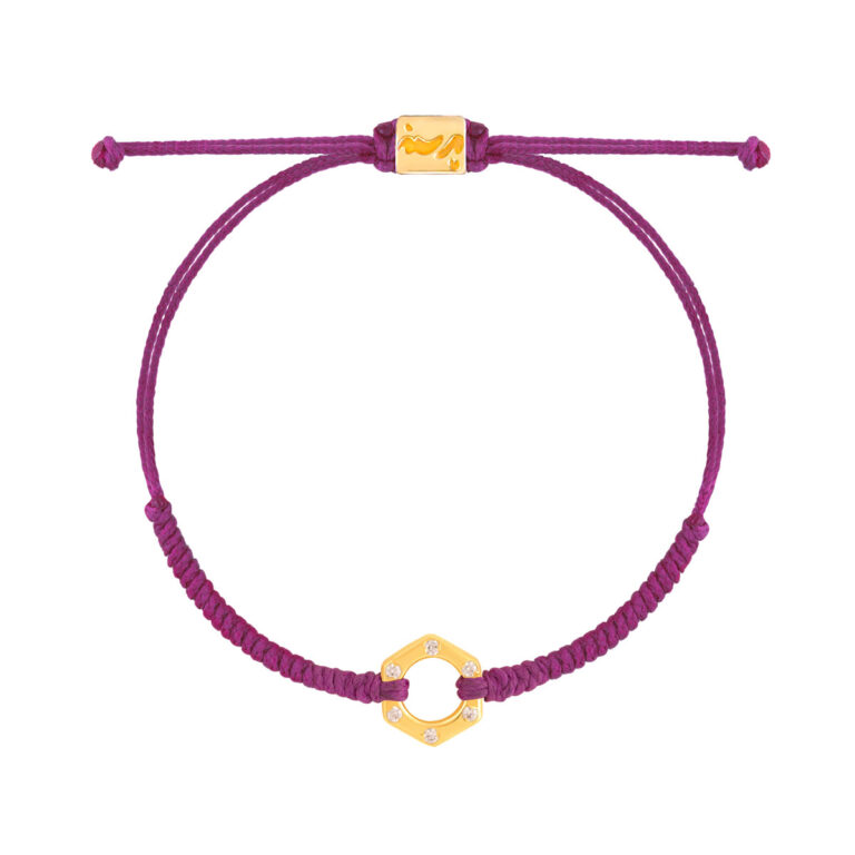 دستبند طلا بافت مهره نگین دار