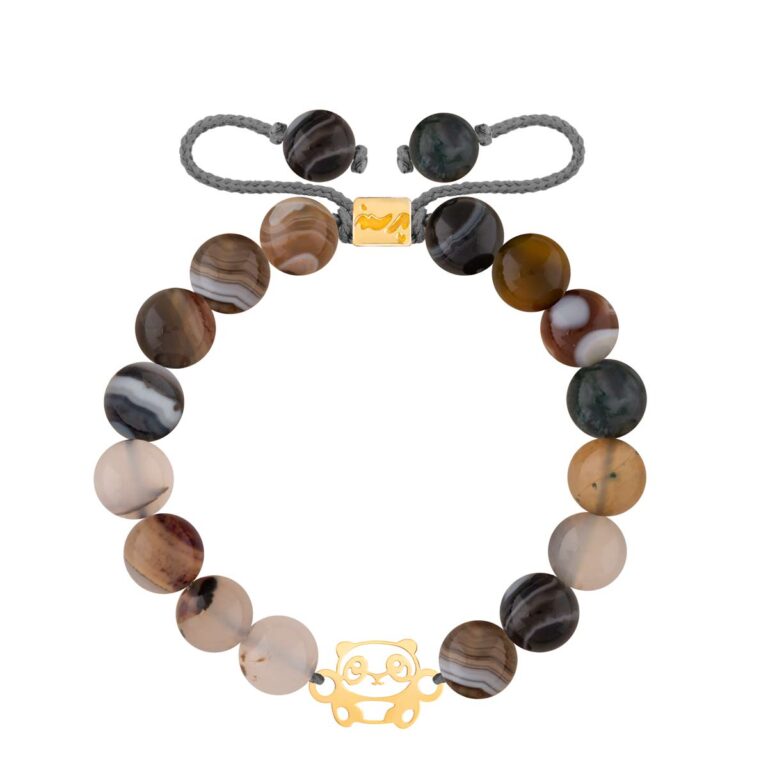 دستبند طلا سنگی پاندا و صدف